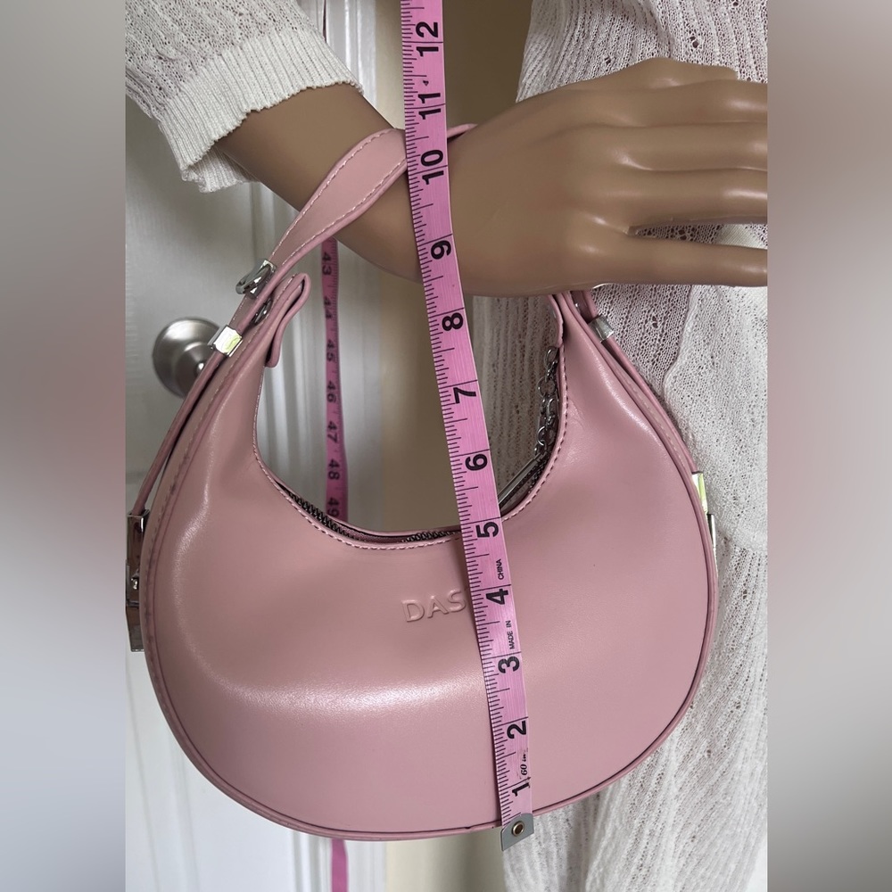 NWT Half-Moon Round Pink Barbie Color Small Purse Bag Women w Convertible Handle - Picture 5 of 9